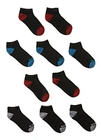 Boys 10 Pack Solid Low Cut Ankle Socks, Black