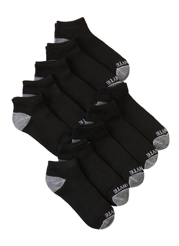 Boys 10 Pack Assorted Ankle Socks, Black