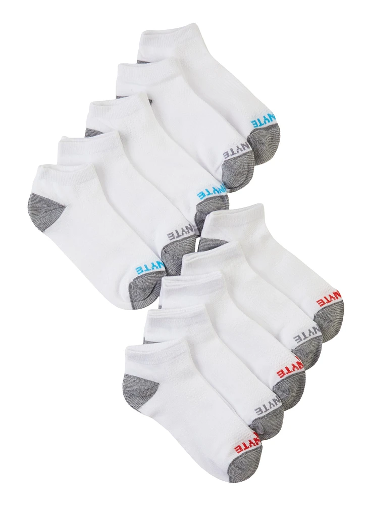 Boys 10 Pack Assorted Ankle Socks, White