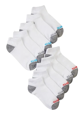Boys 10 Pack Assorted Ankle Socks, White