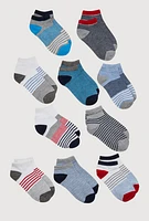 Toddler Boys Striped Low Cut Ankle Socks 10 Pack, Multi