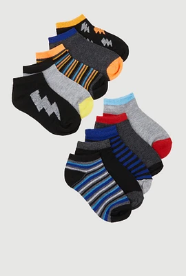 Boys Low Cut Striped Ankle Socks 10 Pack Size 5-10, Multi