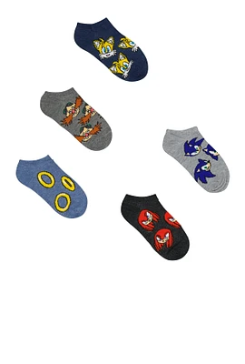 Boys Sonic Low Cut Socks 5 Pack, Multi