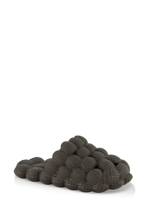 Womens Girls Solid Bubble Slides, Black, Size 11