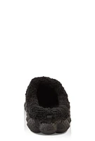 Womens Girls Multi Charm Sherpa Lined Bubble Slippers, Black, Size 1