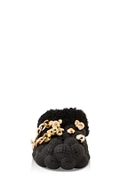 Womens Toddler Girls Multi Charm Sherpa Lined Bubble Slippers, Black, Size 7