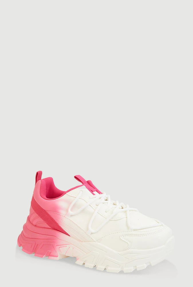 Womens Girls Ombre Chunky Sneakers, Pink, Size 4
