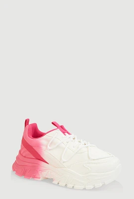 Womens Girls Ombre Chunky Sneakers, Pink, Size 4