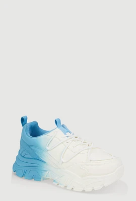Womens Girls Ombre Chunky Sneakers, Blue,