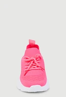 Womens Girls Textured Knit Slip On Platform Sneakers, Pink, Size 12