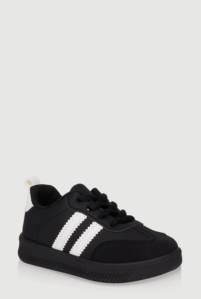 Womens Toddlers Contrast Stripe Lace Up Sneakers,