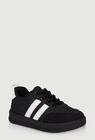 Womens Toddlers Contrast Stripe Lace Up Sneakers, Black, Size 7