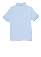 French Toast Girls 4-6x Interlock Short Sleeve Polo Top, Blue, Size 6-6X