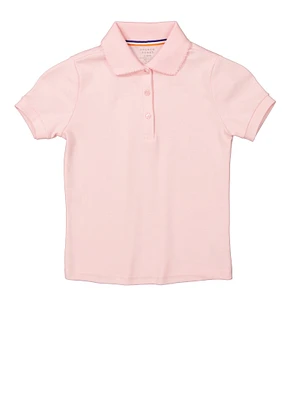 French Toast Girls 4-6x Picot Collar Polo Top, Pink, Size 4-5