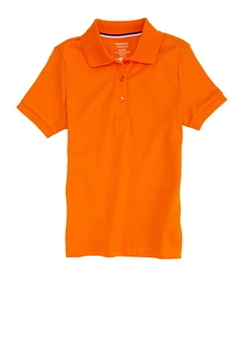 French Toast Girls 4-6x Picot Trim Short Sleeve Polo Top, Orange, Size 4-5