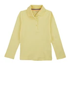 French Toast Girls 4-6x Long Sleeve Polo Shirt, Yellow,