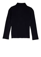 French Toast Girls 4-6x Solid Long Sleeve Interlock Polo, Blue, Size 4-5