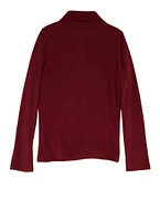 French Toast Girls 4-6x Picot Collar Long Sleeve Interlock Polo, Burgundy, Size 6-6X