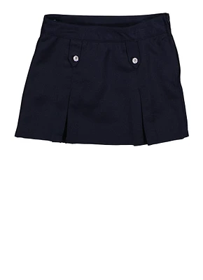 French Toast Girls 4-6x Button Detail Kick Pleated Skort, Blue, Size 5