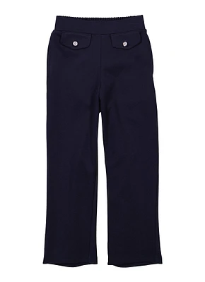 French Toast Girls 4-6x Rhinestone Faux Pocket Straight Leg Pants, Blue, Size 6-6X