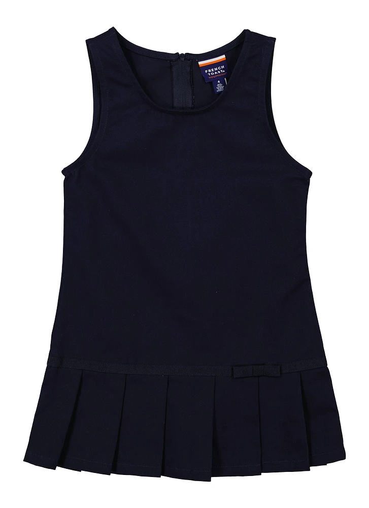 French Toast Girls 4-6x Ribbon Bow Detail Pleated Jumper, Blue, Size 4