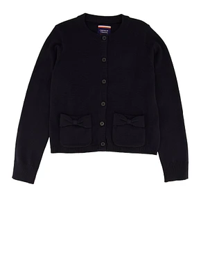 French Toast Girls 4-6x Bow Pocket Cardigan, Blue, Size 6-6X