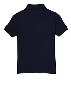French Toast Girls 7-14 Picot Collar Interlock Short Sleeve Polo, Blue, Size 14-16