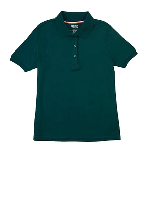French Toast Girls 7-16 Solid Picot Collar Polo Shirt, Green, Size 7-8