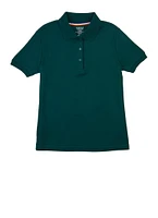 French Toast Girls 7-16 Solid Picot Collar Polo Shirt, Green, Size 7-8