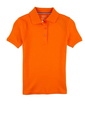 French Toast Girls 7-16 Pique Short Sleeve Polo Shirt, Orange, Size 10-12