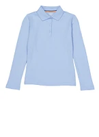 French Toast Girls 7-14 Picot Collar Interlock Polo, Blue, Size 14-16