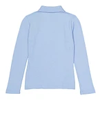 French Toast Girls 7-14 Picot Collar Interlock Polo, Blue, Size 14-16
