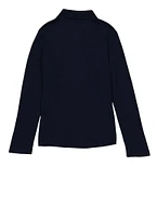 French Toast Girls 7-14 Picot Collar Long Sleeve Polo, Blue, Size 10-12
