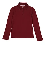 French Toast Girls 7-14 Picot Collar Polo Shirt, Burgundy,