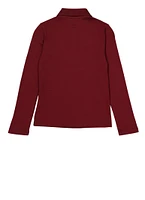 French Toast Girls 7-14 Picot Collar Polo Shirt, Burgundy,