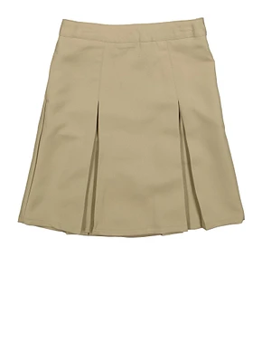 French Toast Girls 7-14 Kick Pleated Skirt, Khaki,