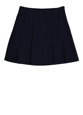 French Toast Girls 7-14 Solid Pleated Skirt, Blue,