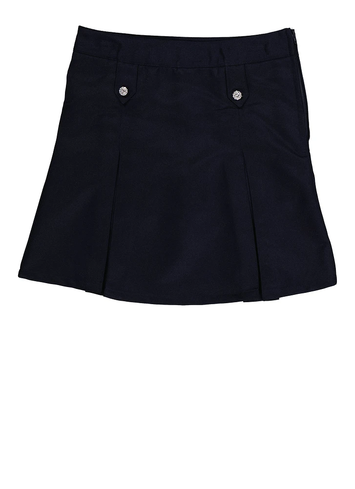 French Toast Girls 7-14 Rhinestone Detail Pleated Skort, Black, Size 8