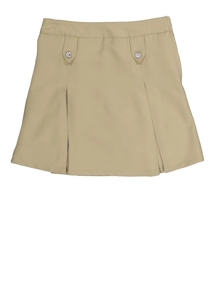 French Toast Girls 7-14 Rhinestone Detail Scooter Skirt, Khaki, Size 12