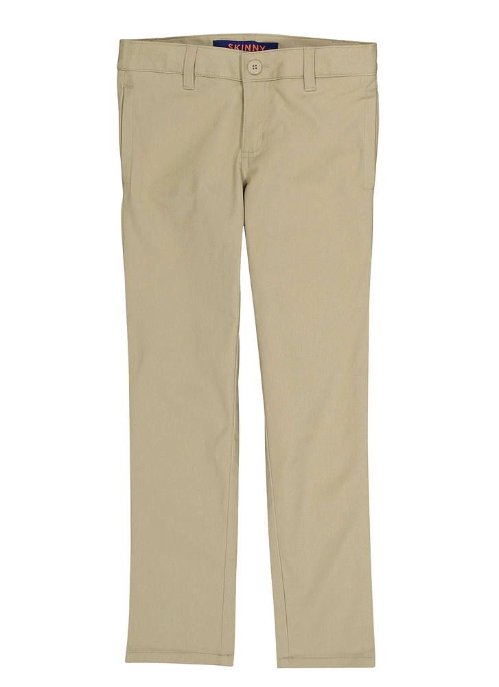 French Toast Girls 7-16 Solid Skinny Leg Pants, Khaki,