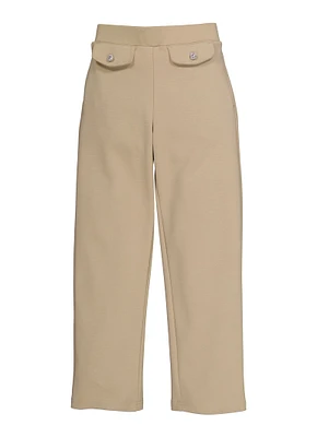 French Toast Girls 7-14 Faux Pocket Rhinestone Khaki Pants, Khaki,
