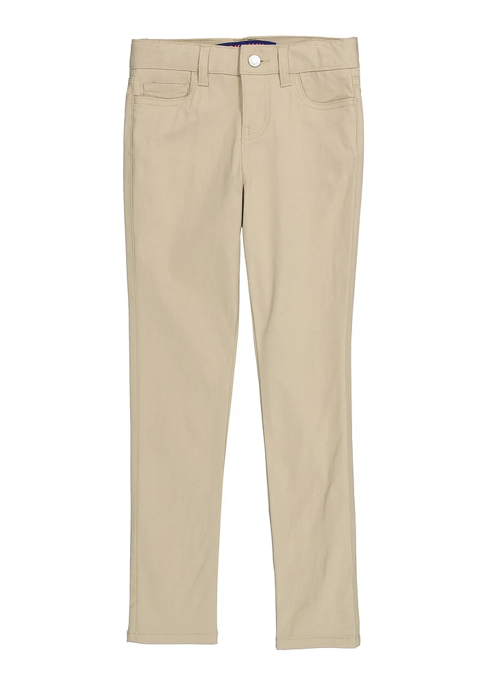 French Toast Girls 7-14 Stretch Skinny Leg Pants, Khaki, Size 10