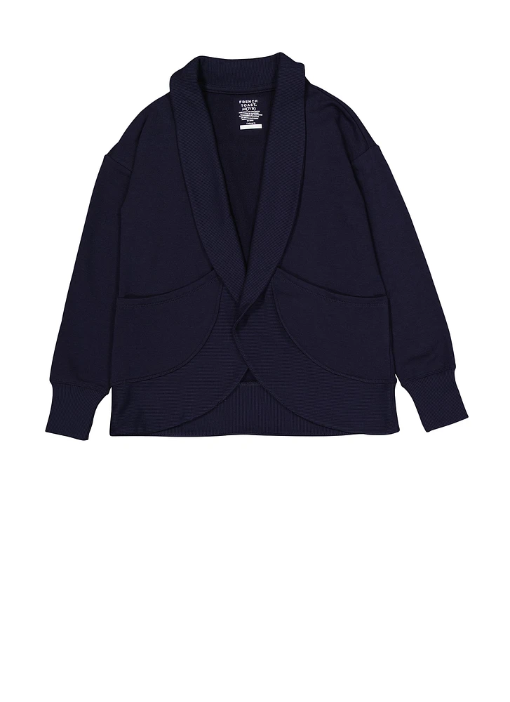 French Toast Girls 7-16 Fleece Open Front Cardigan, Blue, Size 14-16