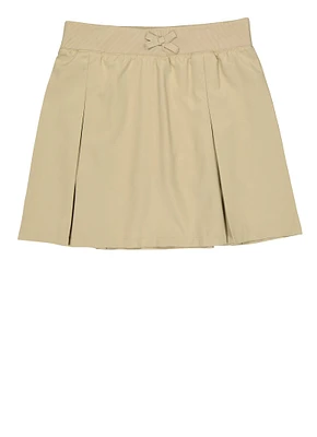 French Toast Girls 16-20 Bow Pleated Scooter Skirt, Khaki, Size 18