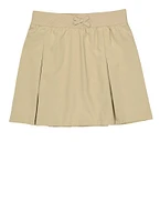 French Toast Girls 16-20 Bow Pleated Scooter Skirt, Khaki, Size 16