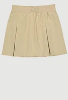 French Toast Girls 16-20 Bow Pleated Scooter Skirt, Khaki, Size 20