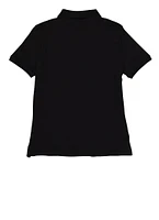 French Toast Junior Girls Picot Collar Polo, Black, Size S