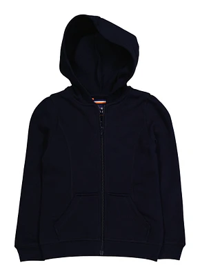 French Toast Girls 4-6x Solid Hooded Zip Front Sweatshirt, Blue, Size 4-5