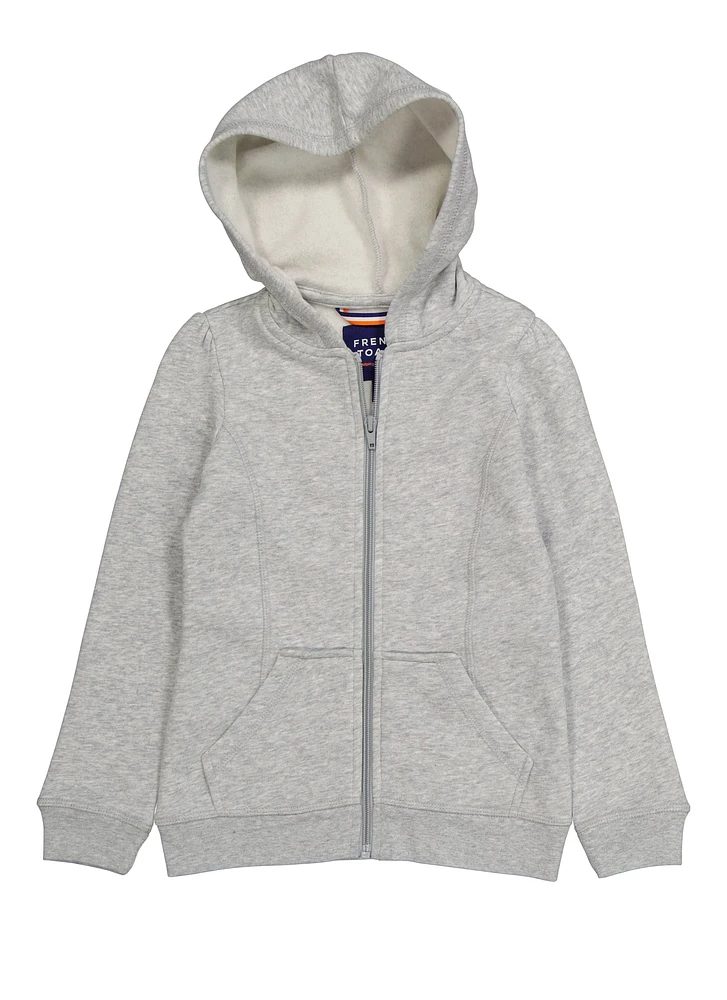French Toast Girls 4-6x Hooded Zip Front Sweatshirt, Grey, Size 4-5