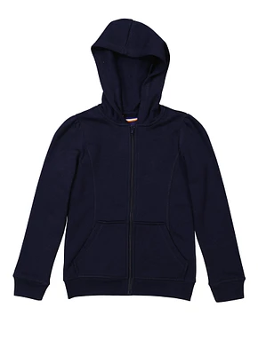 French Toast Girls 7-16 Fleece Zip Front Hoodie, Blue, Size 14-16